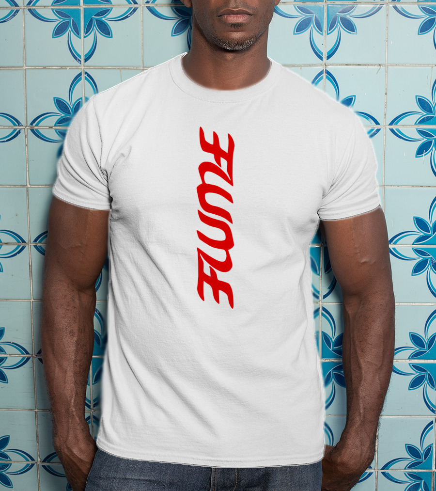 Flume Red Vertical Text Logo Merch T-Shirt