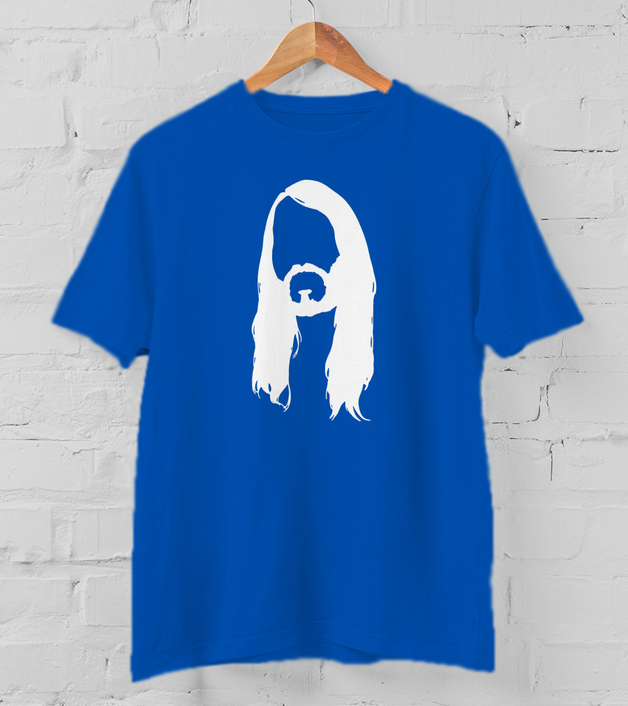 Moist Merch Charlie Head Silhouette Long Hair Blue T-Shirt