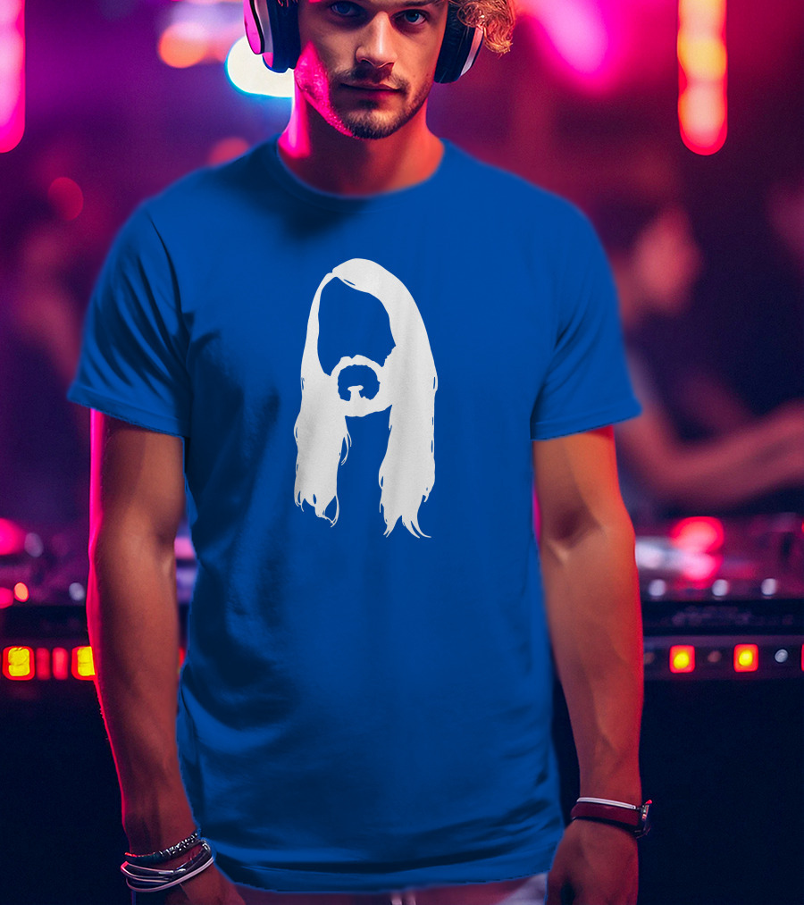 Moist Merch Charlie Head Silhouette Long Hair Blue T-Shirt
