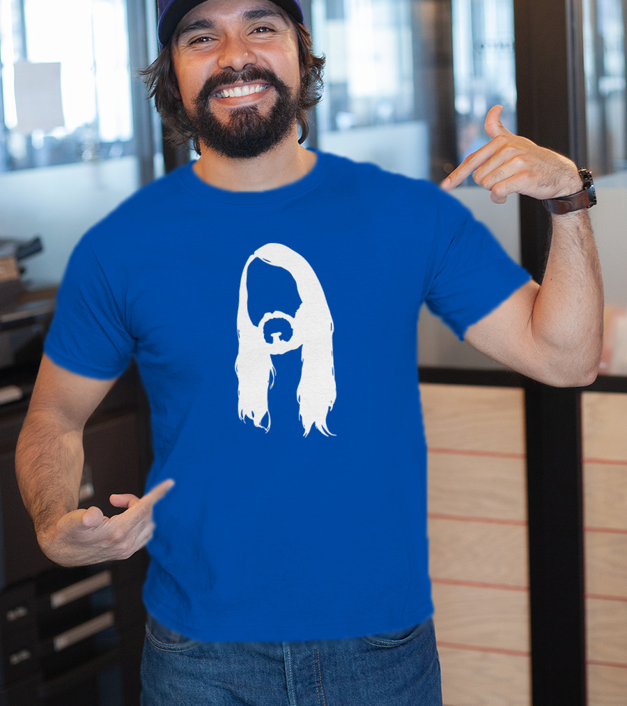 Moist Merch Charlie Head Silhouette Long Hair Blue T-Shirt