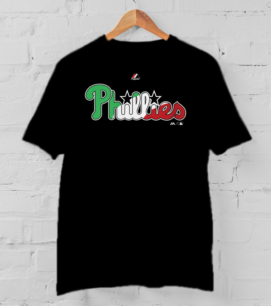 Philadelphia Phillies Majestic Phillies Green Red Black White Star T-Shirt