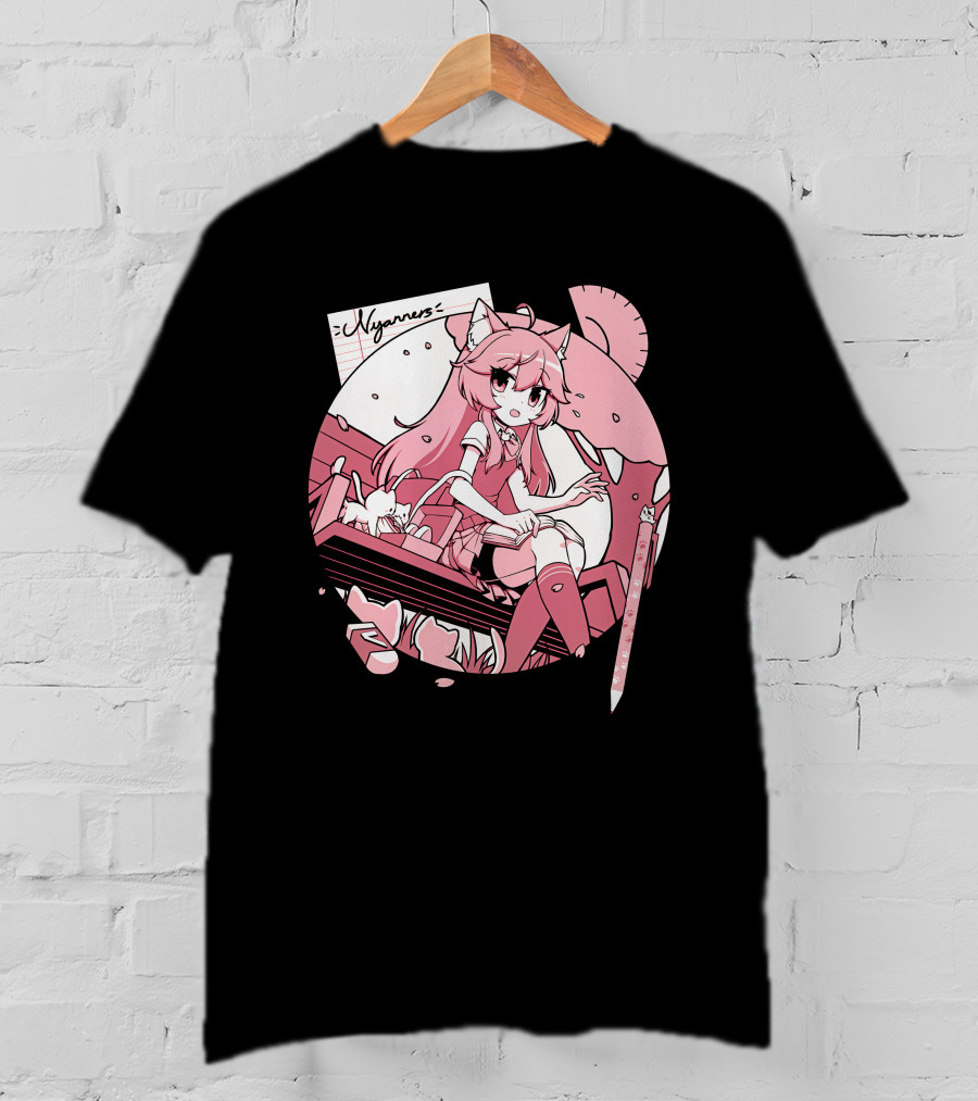 Nyanners VShojo High School Anime Style Desk Scene T-Shirt