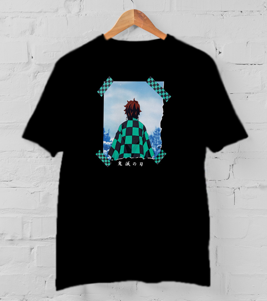 Demon Slayer Tanjiro Checkered Kimono And Blue Sky Scene Funimation T-Shirt