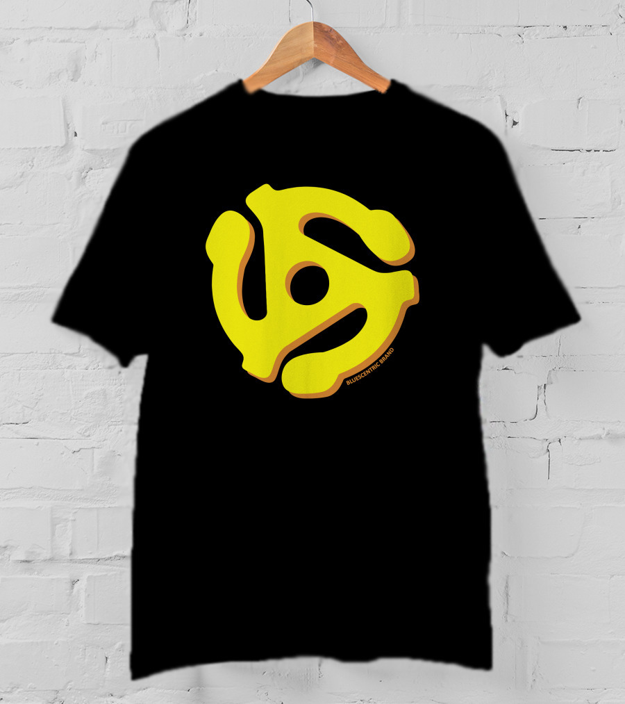 Bluescentric Brand Yellow 45 RPM Vinyl Record Adapter T-Shirt