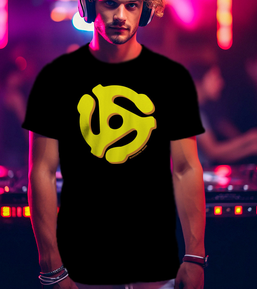 Bluescentric Brand Yellow 45 RPM Vinyl Record Adapter T-Shirt