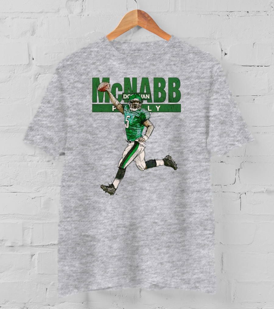 Donovan McNabb Philly Football Green Number 5 Drawing T-Shirt
