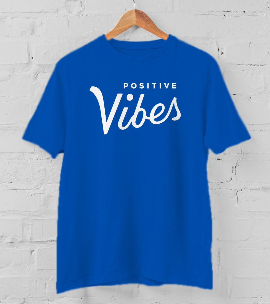 Olympiasports Positive Vibes Michael Schwab Blue Typography T-Shirt