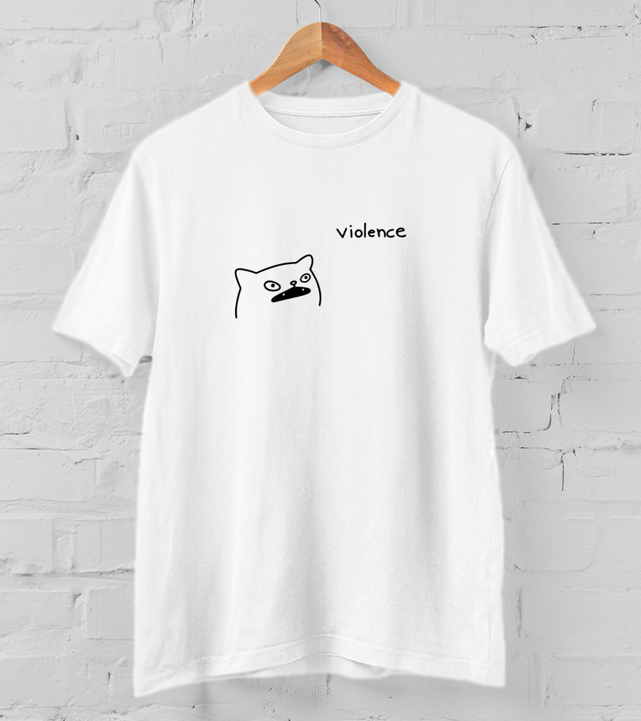 Portlandsbatman Poorlycatdraw Violence Cat T-Shirt