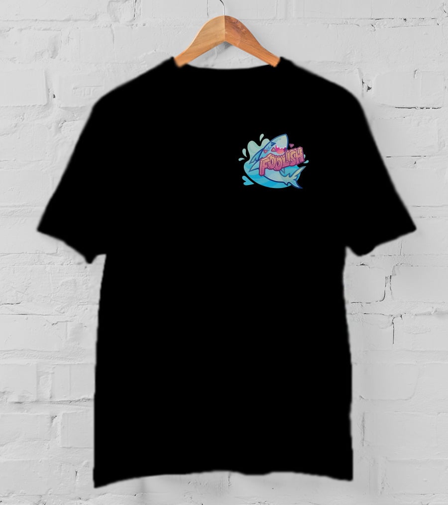 Foolish Gamers Shark With Blue Splash And Mountains T-Shirt
