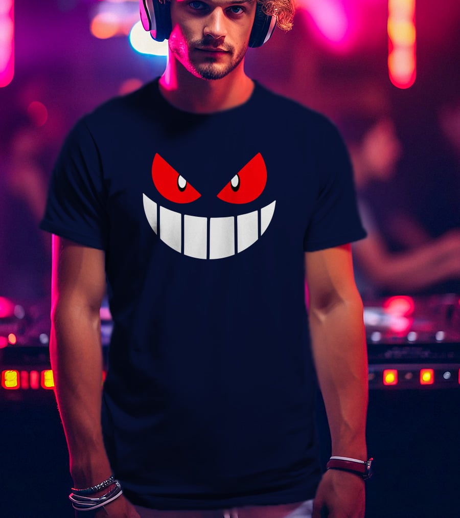 Gengar Pokemon Eyes Grinning Face Red Eyes White Teeth T-Shirt