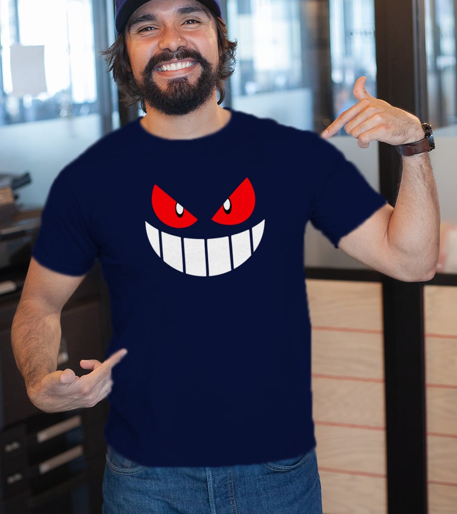 Gengar Pokemon Eyes Grinning Face Red Eyes White Teeth T-Shirt