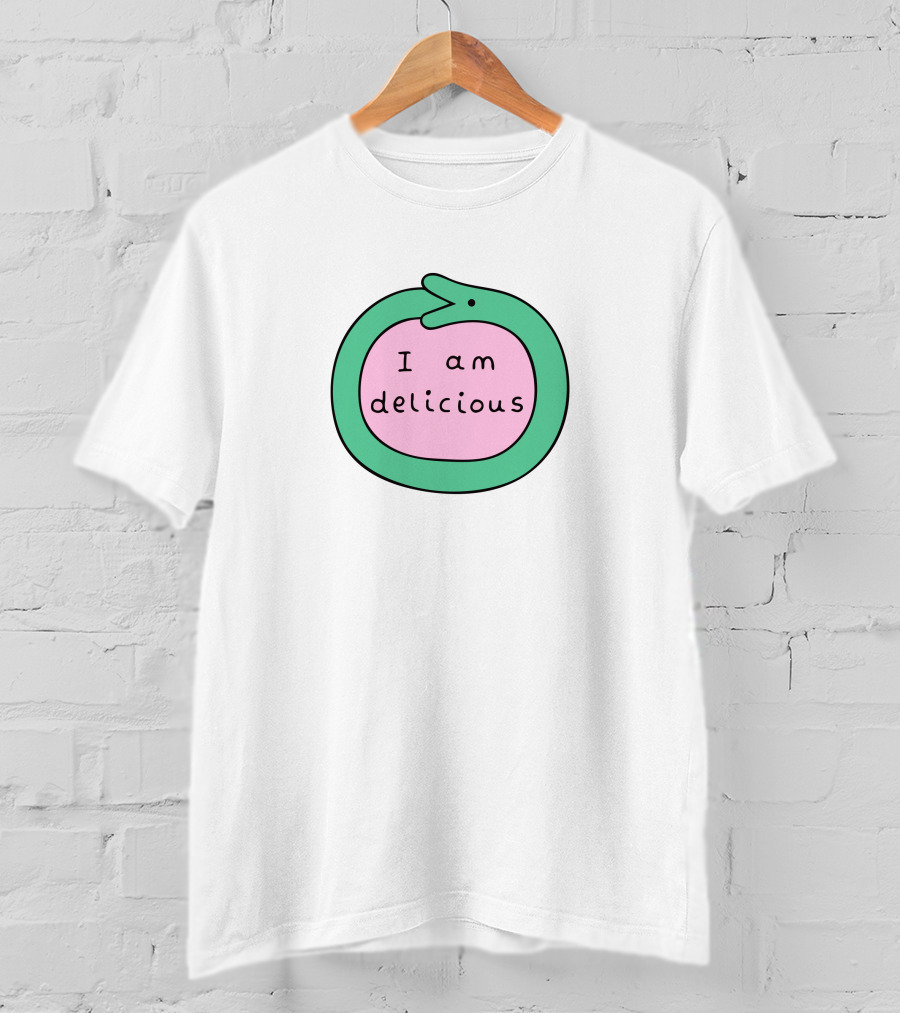 Alex Norris The Oh No Shop Self-Love Snake I Am Delicious Green T-Shirt