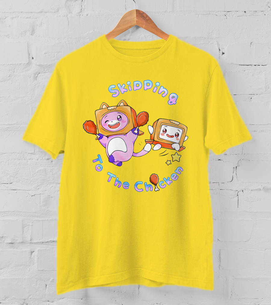 LankyBox Merch Skipping To The Chicken With Boxy And Foxy Characters T-Shirt