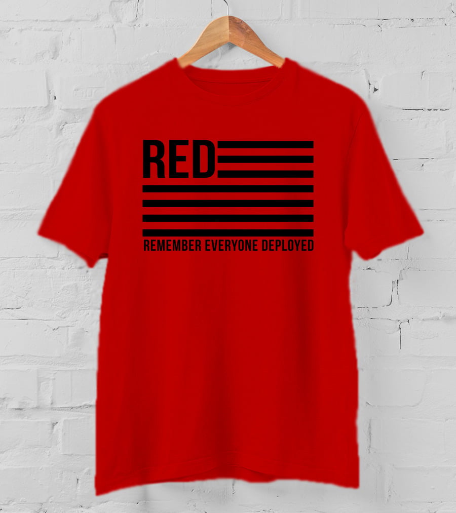 Karma Girl RED Remember Everyone Deployed USA Flag T-Shirt
