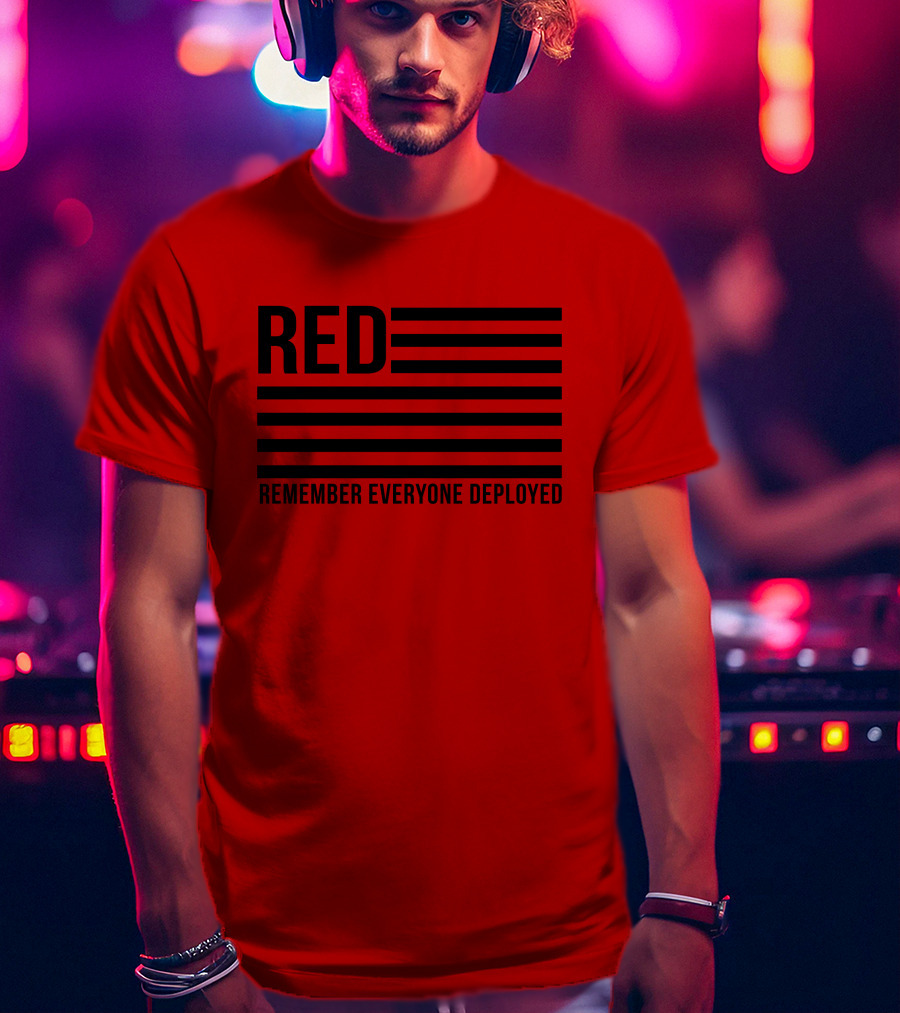 Karma Girl RED Remember Everyone Deployed USA Flag T-Shirt