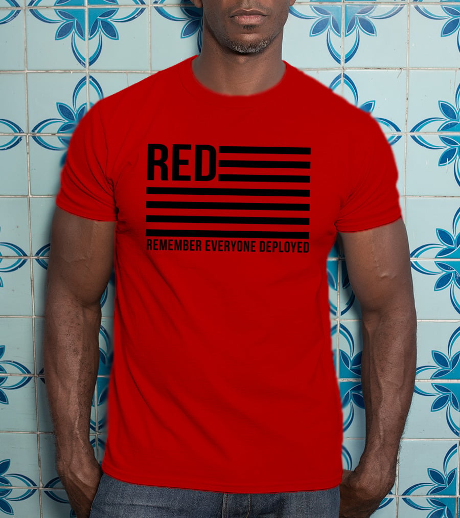 Karma Girl RED Remember Everyone Deployed USA Flag T-Shirt