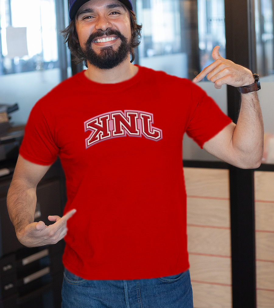 KNJ Merch Collegiate Garnet KNL Arched Text T-Shirt