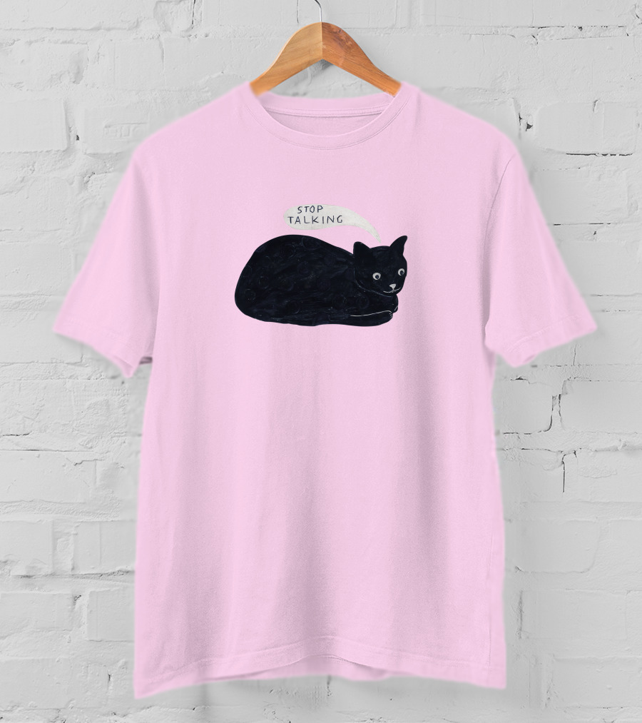 Randall Mann Stop Talking Cat Black Cat T-Shirt