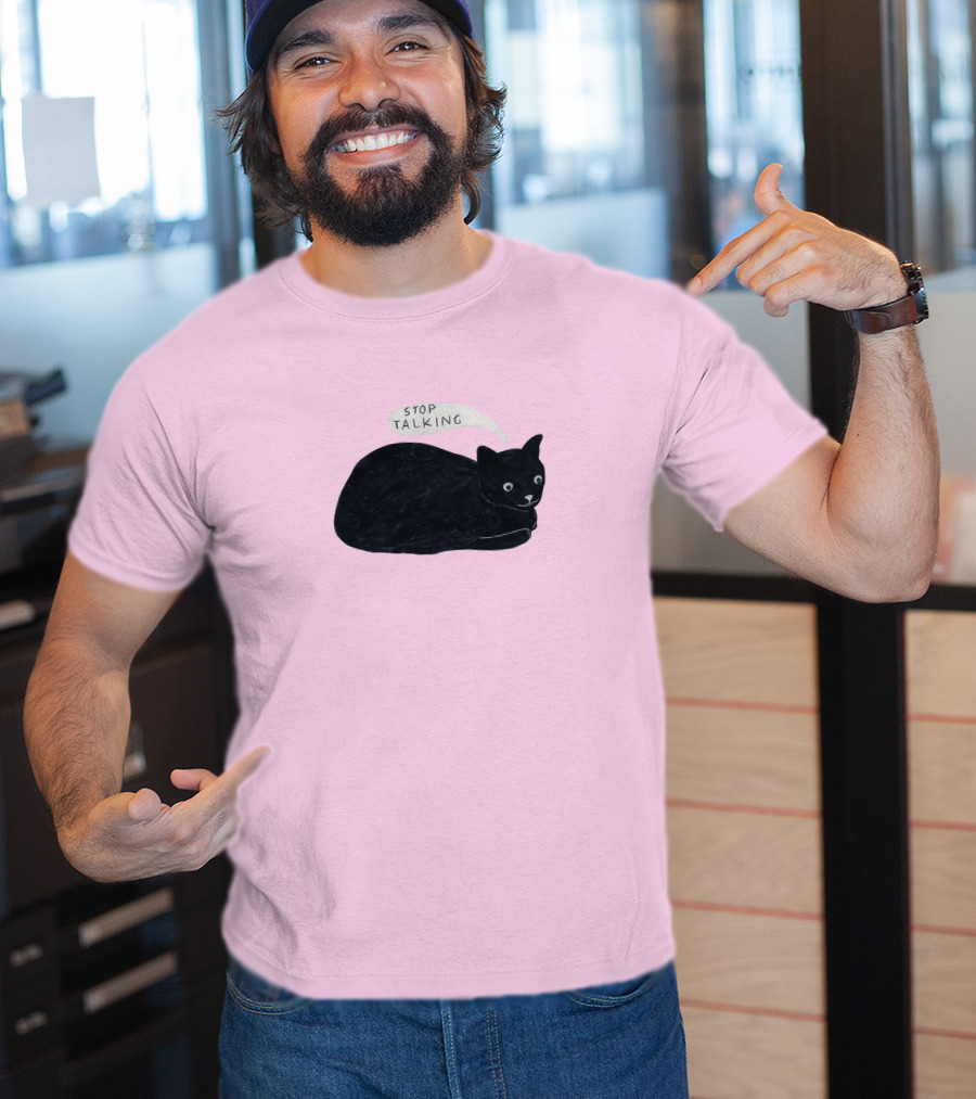 Randall Mann Stop Talking Cat Black Cat T-Shirt