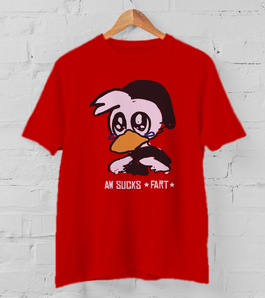 Aw Sucks Fart Crying Duck Cartoon T-Shirt