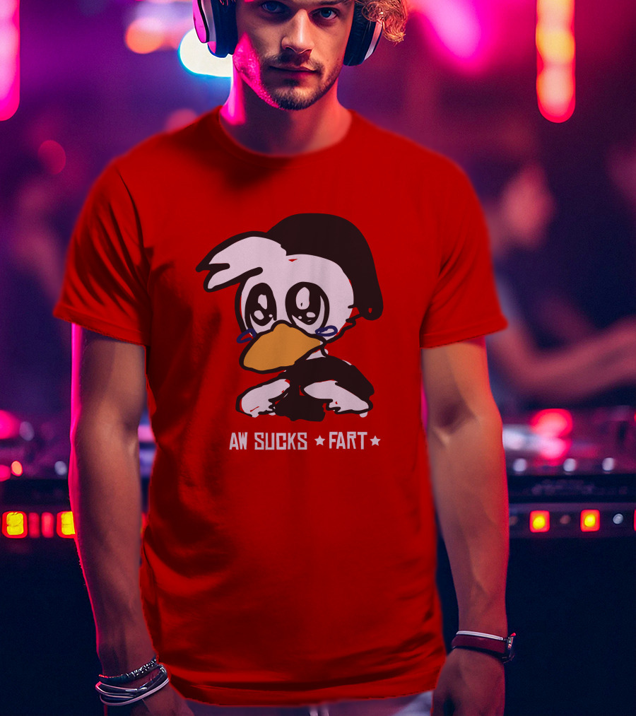 Aw Sucks Fart Crying Duck Cartoon T-Shirt