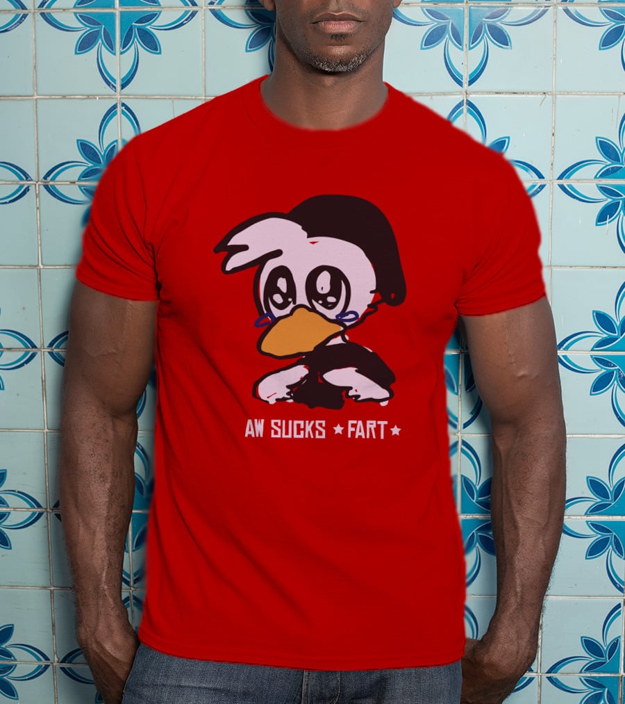 Aw Sucks Fart Crying Duck Cartoon T-Shirt