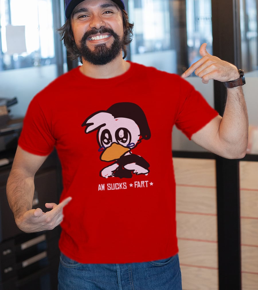 Aw Sucks Fart Crying Duck Cartoon T-Shirt