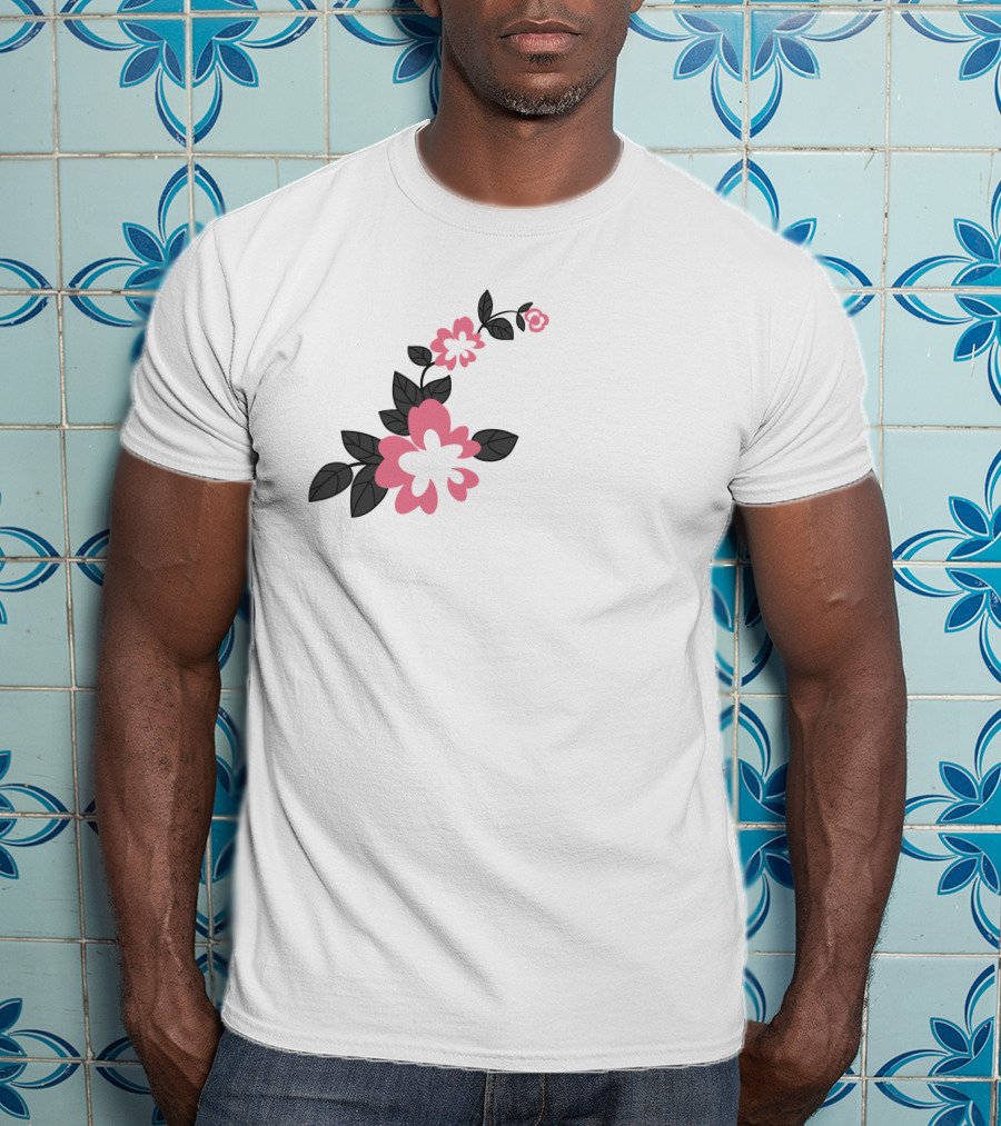 Jonaabug Marinette Pink And Black Flower T-Shirt