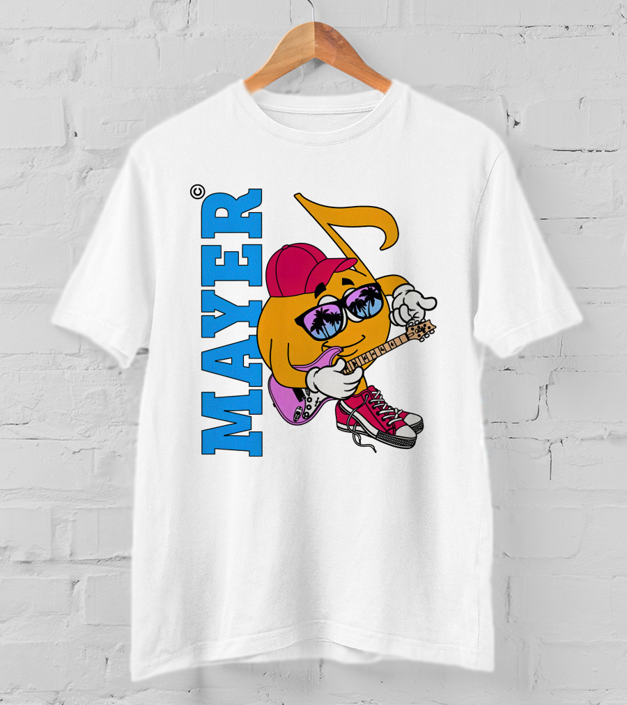 Mayer Sob Rock Merch Music Note Character With Guitar And Sunglasses T-Shirt