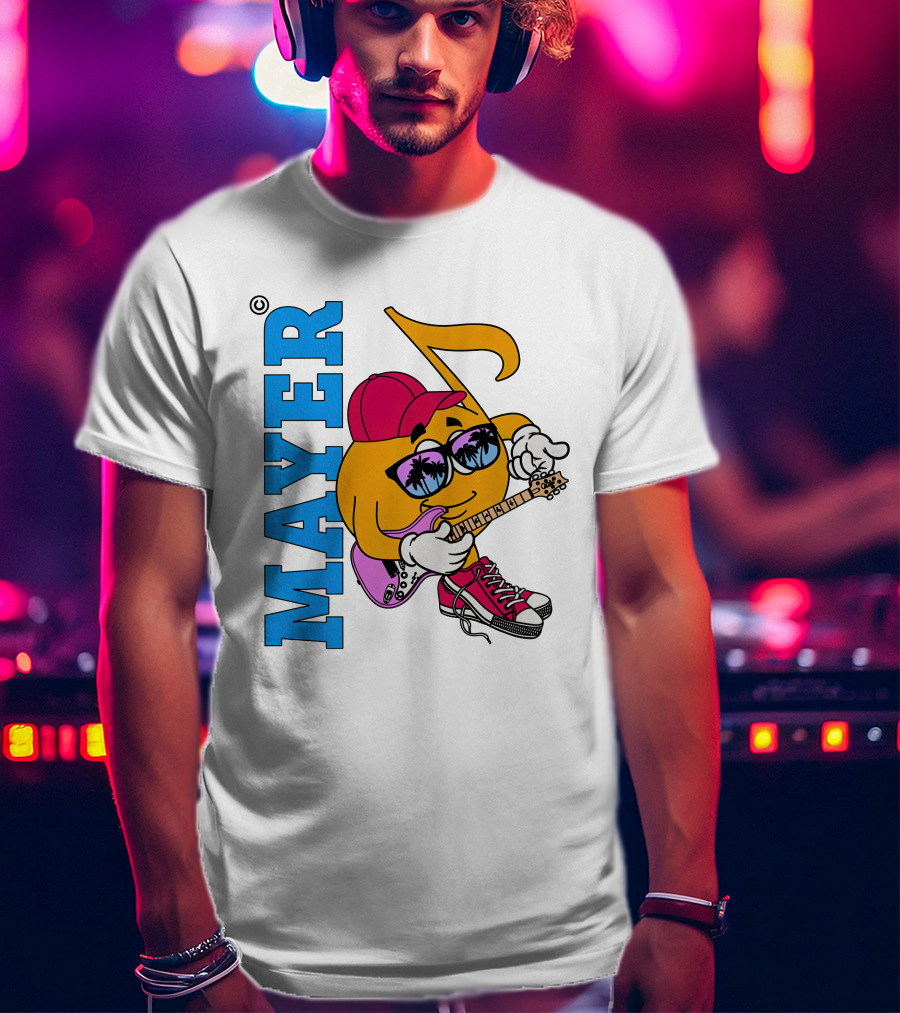 Mayer Sob Rock Merch Music Note Character With Guitar And Sunglasses T-Shirt