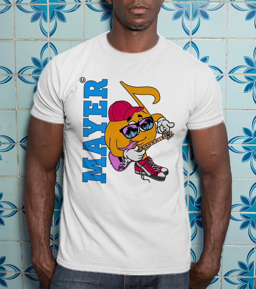 Mayer Sob Rock Merch Music Note Character With Guitar And Sunglasses T-Shirt