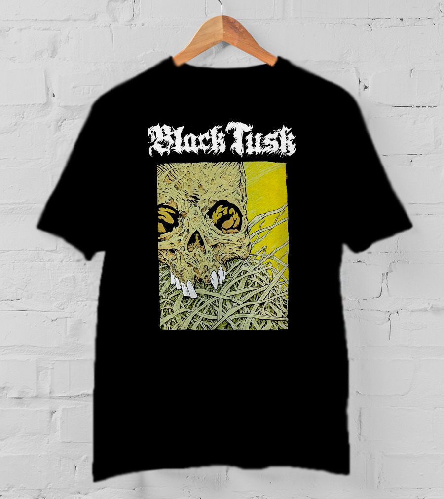 Night Shift Merch Chris Baines Black Tusk Heavy Metal Skull T-Shirt