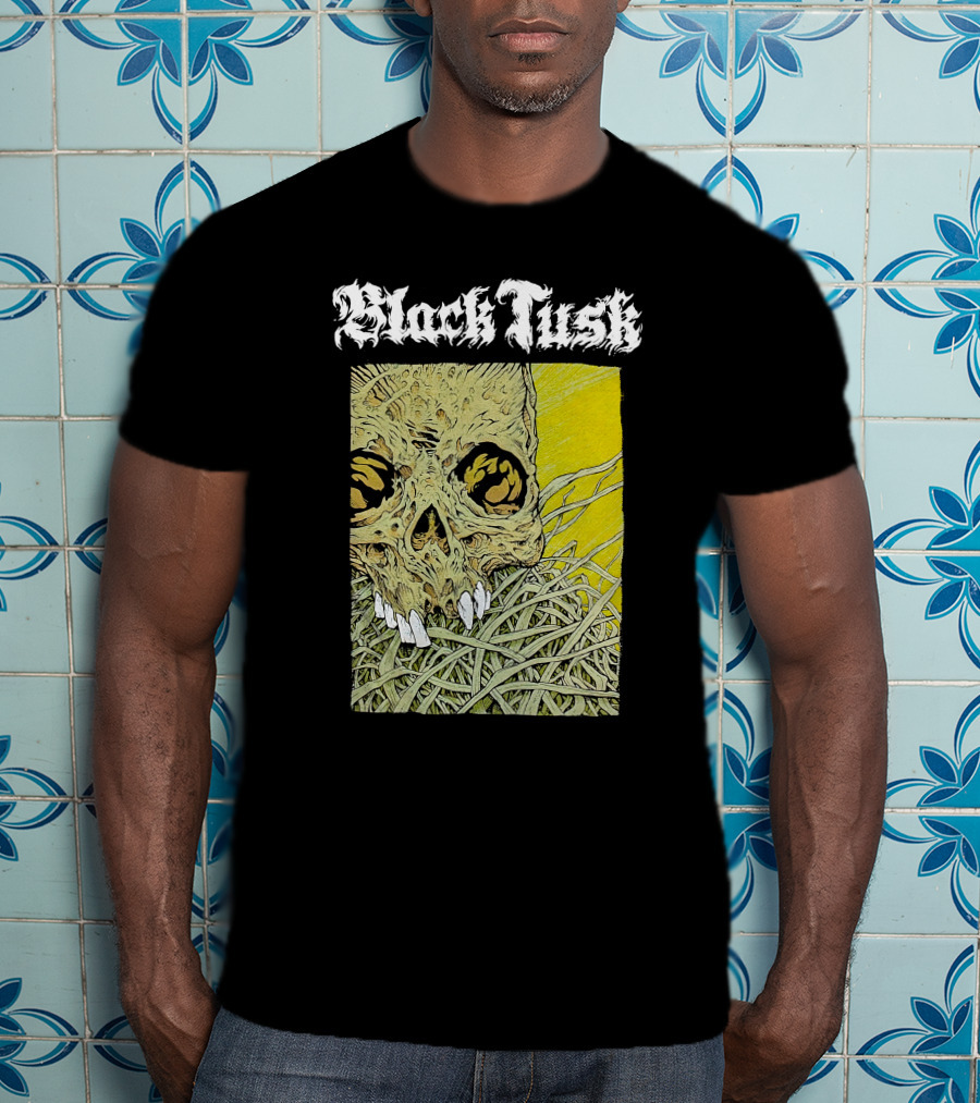 Night Shift Merch Chris Baines Black Tusk Heavy Metal Skull T-Shirt