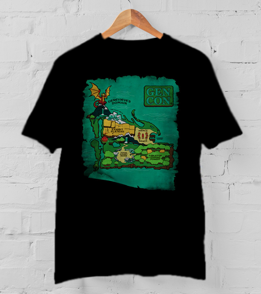 Gen Con Island Map Genevieve's Domain Exhibit Plateau Tabletop Forest T-Shirt