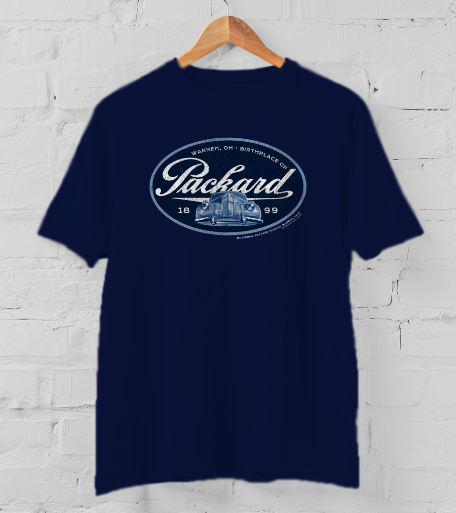 Warren OH Birthplace Of Packard 1899 Vintage Car Grill Navy Tonal T-Shirt