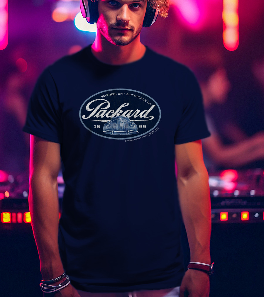 Warren OH Birthplace Of Packard 1899 Vintage Car Grill Navy Tonal T-Shirt