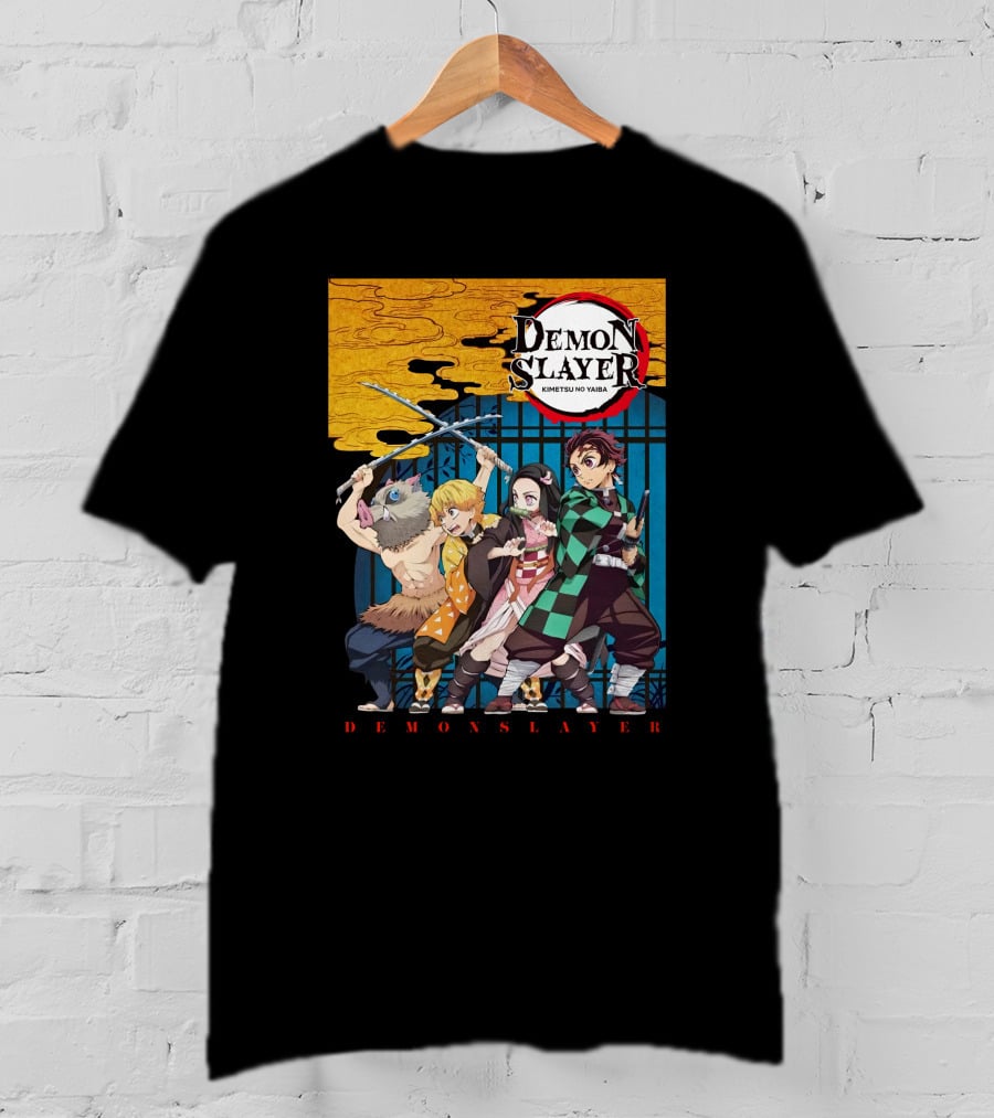 Demon Slayer Kimetsu No Yaiba Tanjiro Nezuko Zenitsu Inosuke Visual T-Shirt
