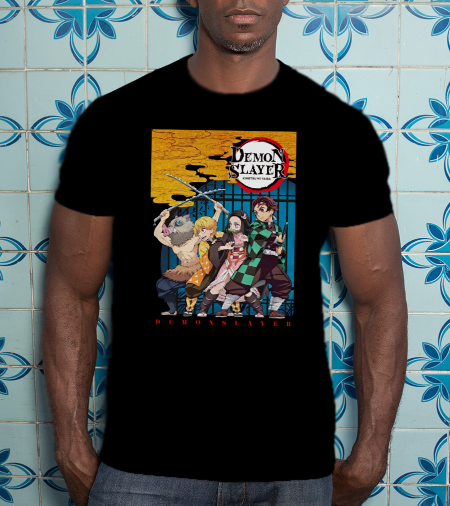 Demon Slayer Kimetsu No Yaiba Tanjiro Nezuko Zenitsu Inosuke Visual T-Shirt