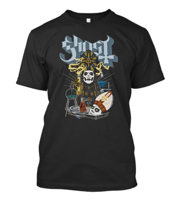 Ghost Reanimator Iconic Alchemy Imagery With Skull In Clerical Garb T-Shirt