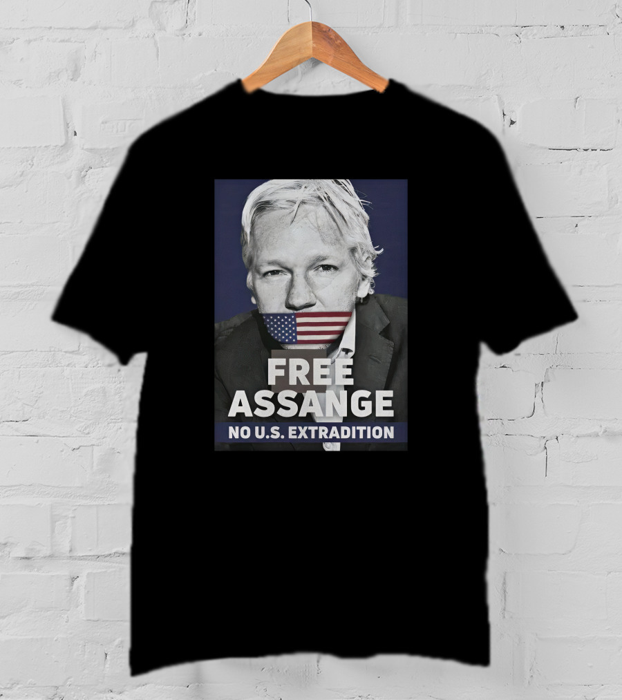 Dimitar Apasiev Free Assange No U.S. Extradition American Flag Silence T-Shirt