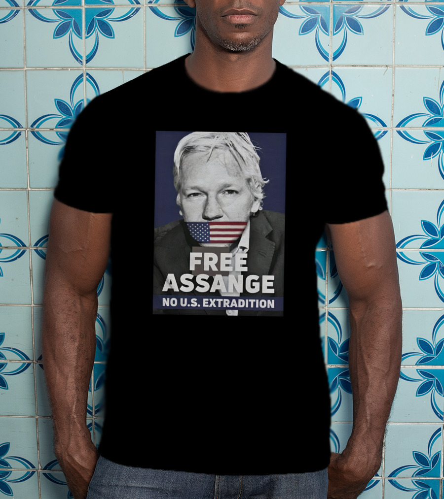 Dimitar Apasiev Free Assange No U.S. Extradition American Flag Silence T-Shirt