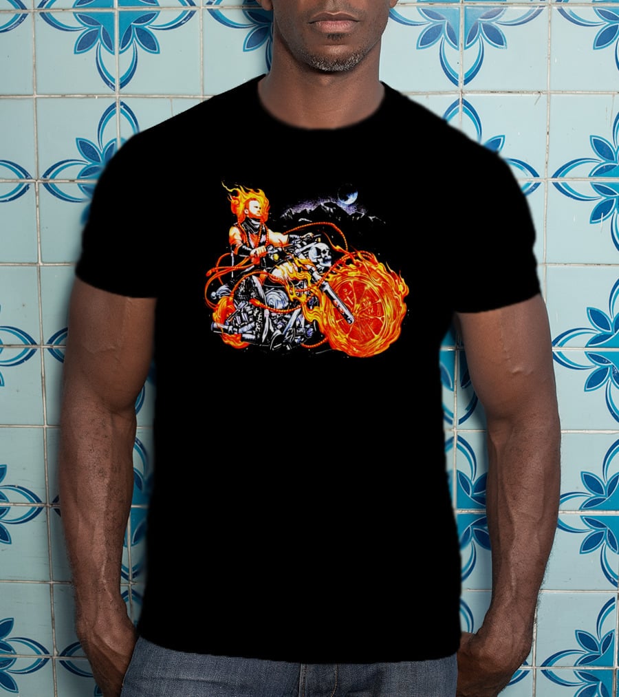 Hangman Adam Page Ghost Rider Flaming Motorcycle Mattmac1012 T-Shirt