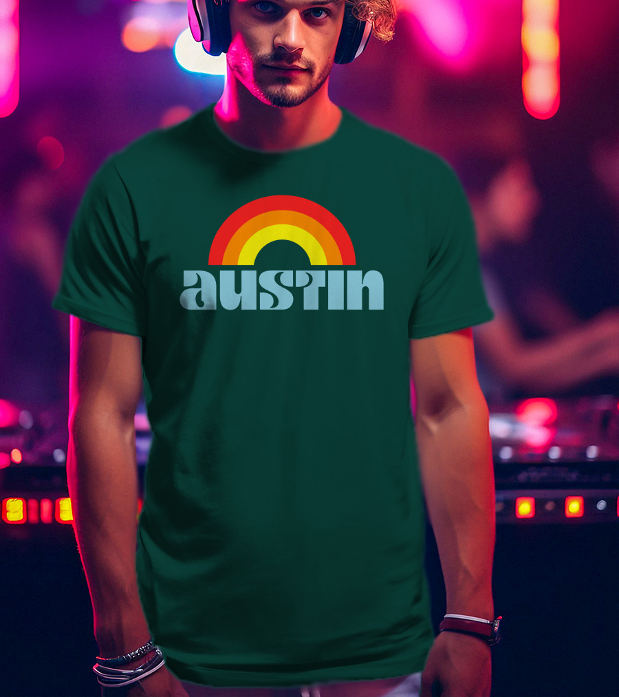 Austin Pride Rainbow Retro T-Shirt