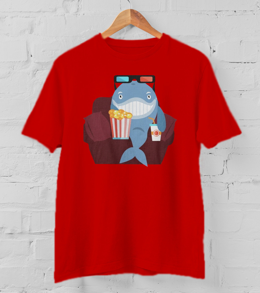 Pete G Whales Popcorn 3D Glasses Cinema T-Shirt