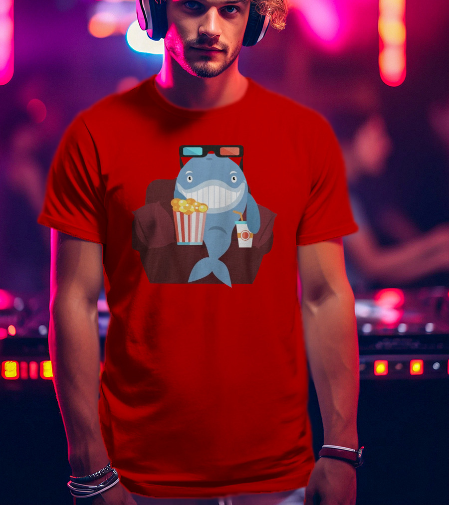 Pete G Whales Popcorn 3D Glasses Cinema T-Shirt