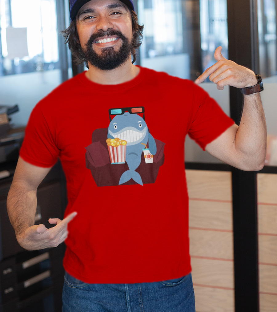 Pete G Whales Popcorn 3D Glasses Cinema T-Shirt