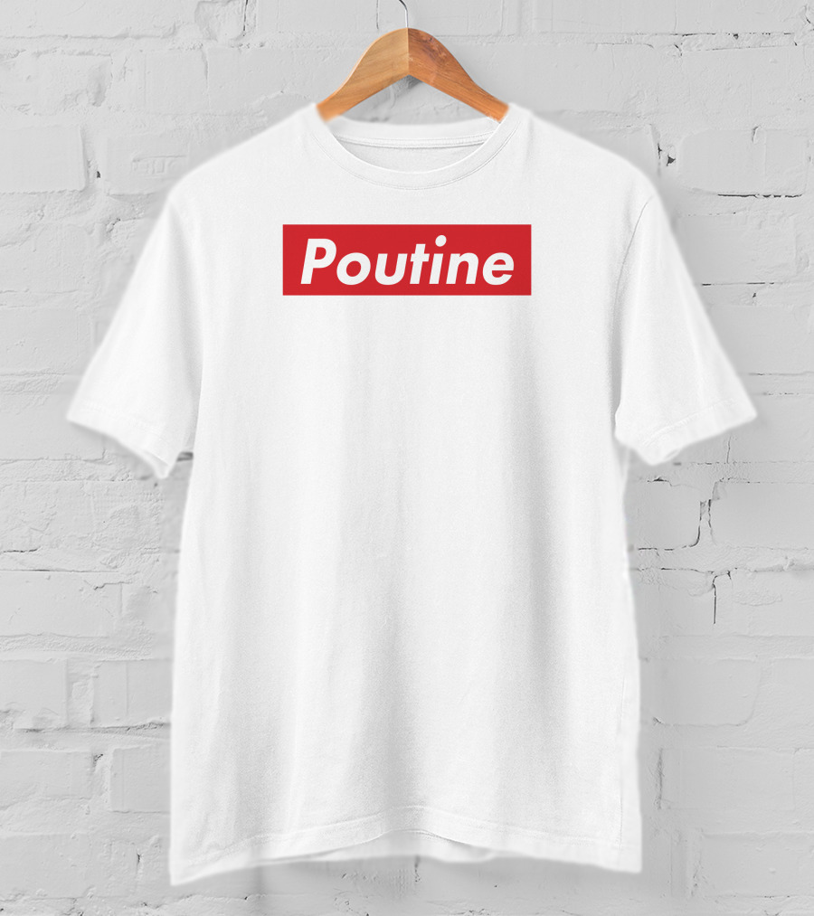 Main And Local Poutine Red Block Text T-Shirt