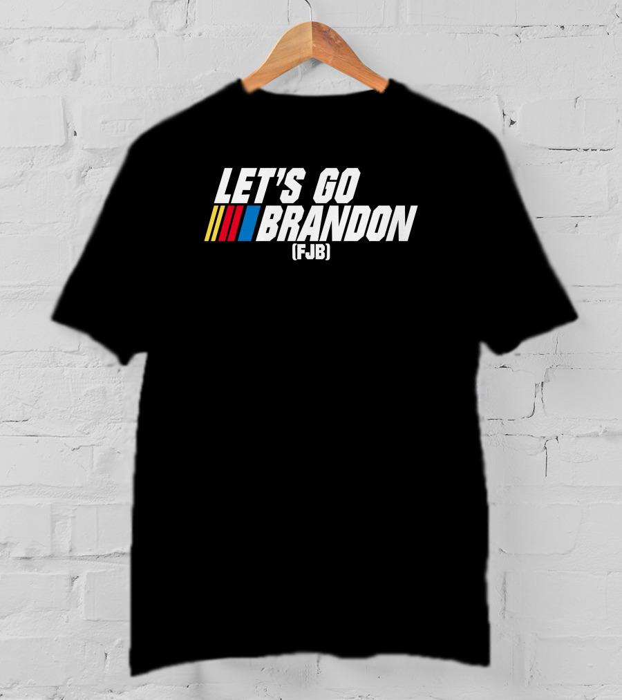 Hodgetwins Store Let's Go Brandon FJB Racing Stripes T-Shirt