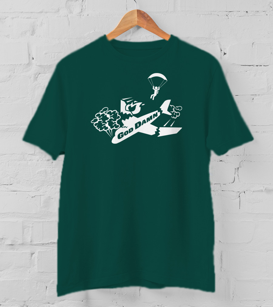 God Damn 3.0 Airplane Parachute Text Kfc T-Shirt