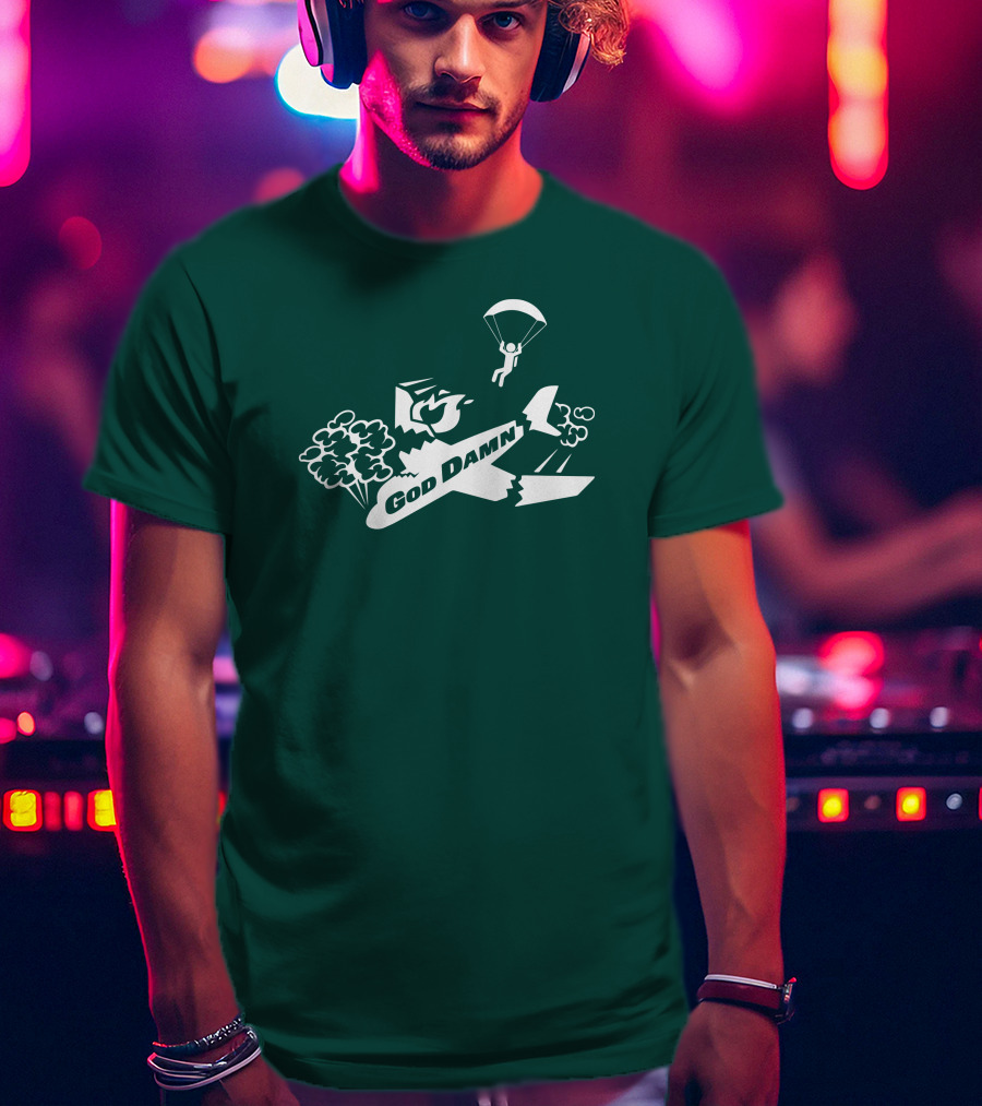 God Damn 3.0 Airplane Parachute Text Kfc T-Shirt